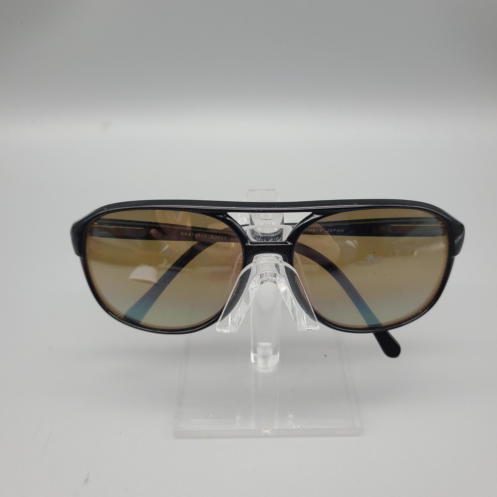 Nikon NK4767-1 Vintage Aviator Sunglasses Black Amber Lens Japan 57-16-135